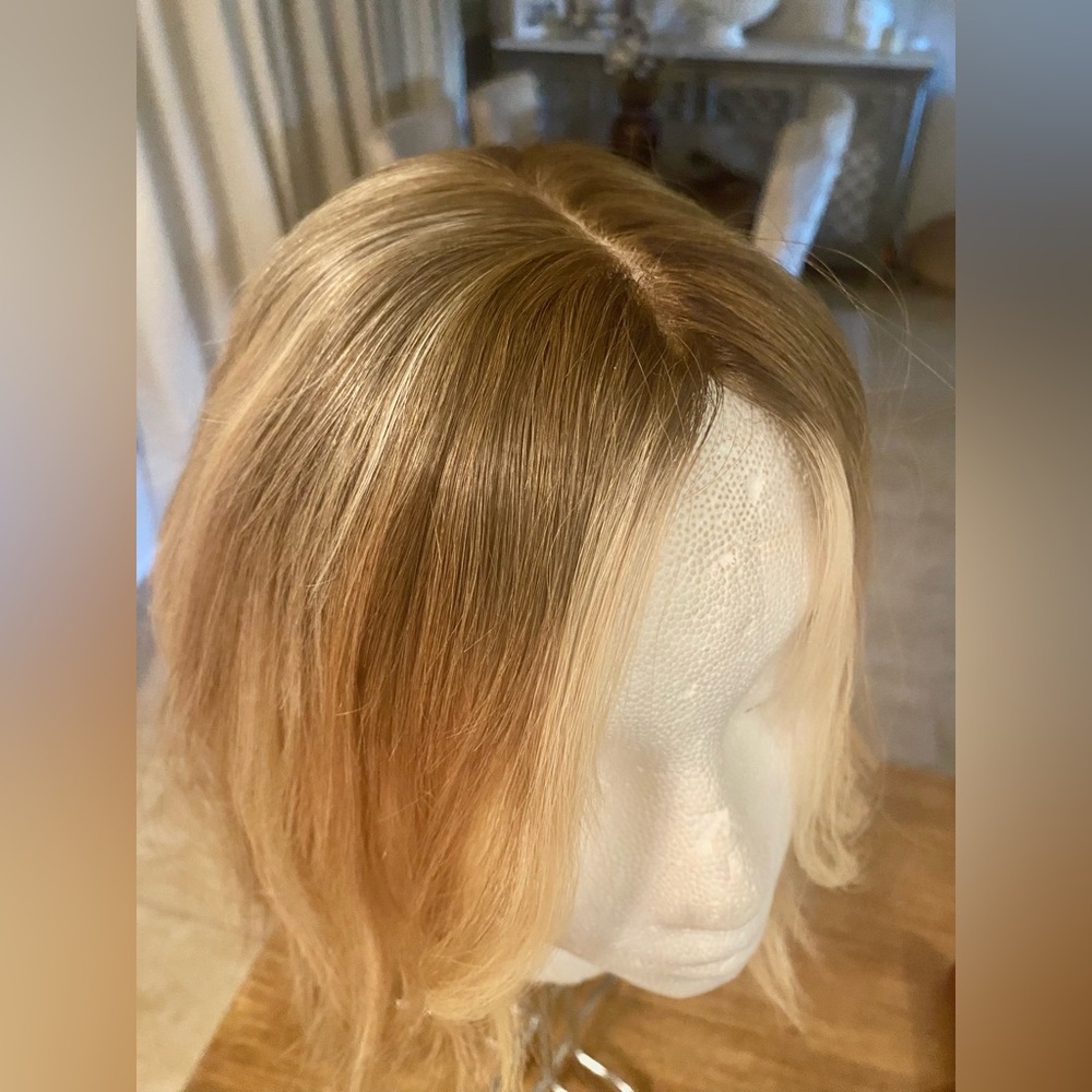 100% Uniwigs Remy Human Hair Topper Great condition! Rooted blonde - Picture 6 of 14